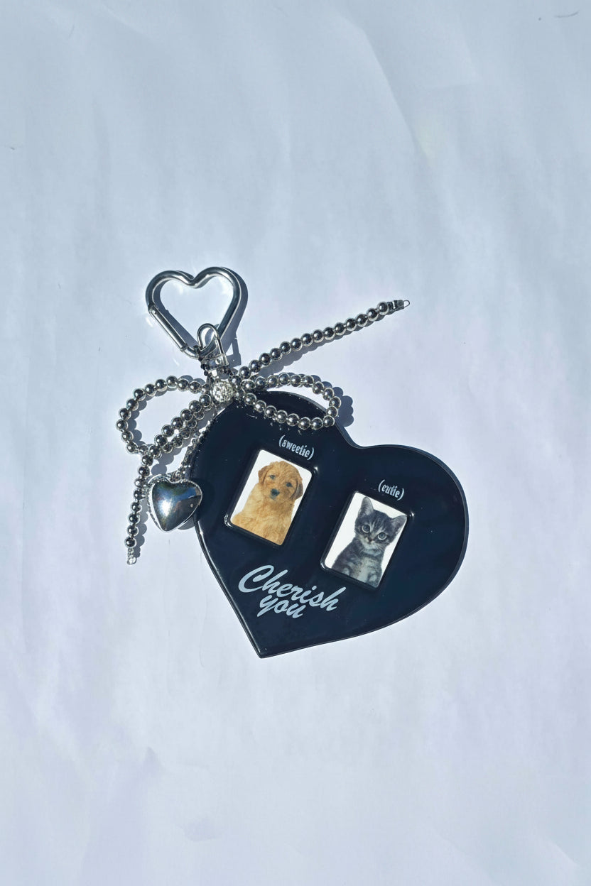 Herz Form 2er Photocard Holder mit Anhnäger Schleife + Herz