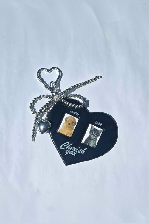 Herz Form 2er Photocard Holder mit Anhnäger Schleife + Herz