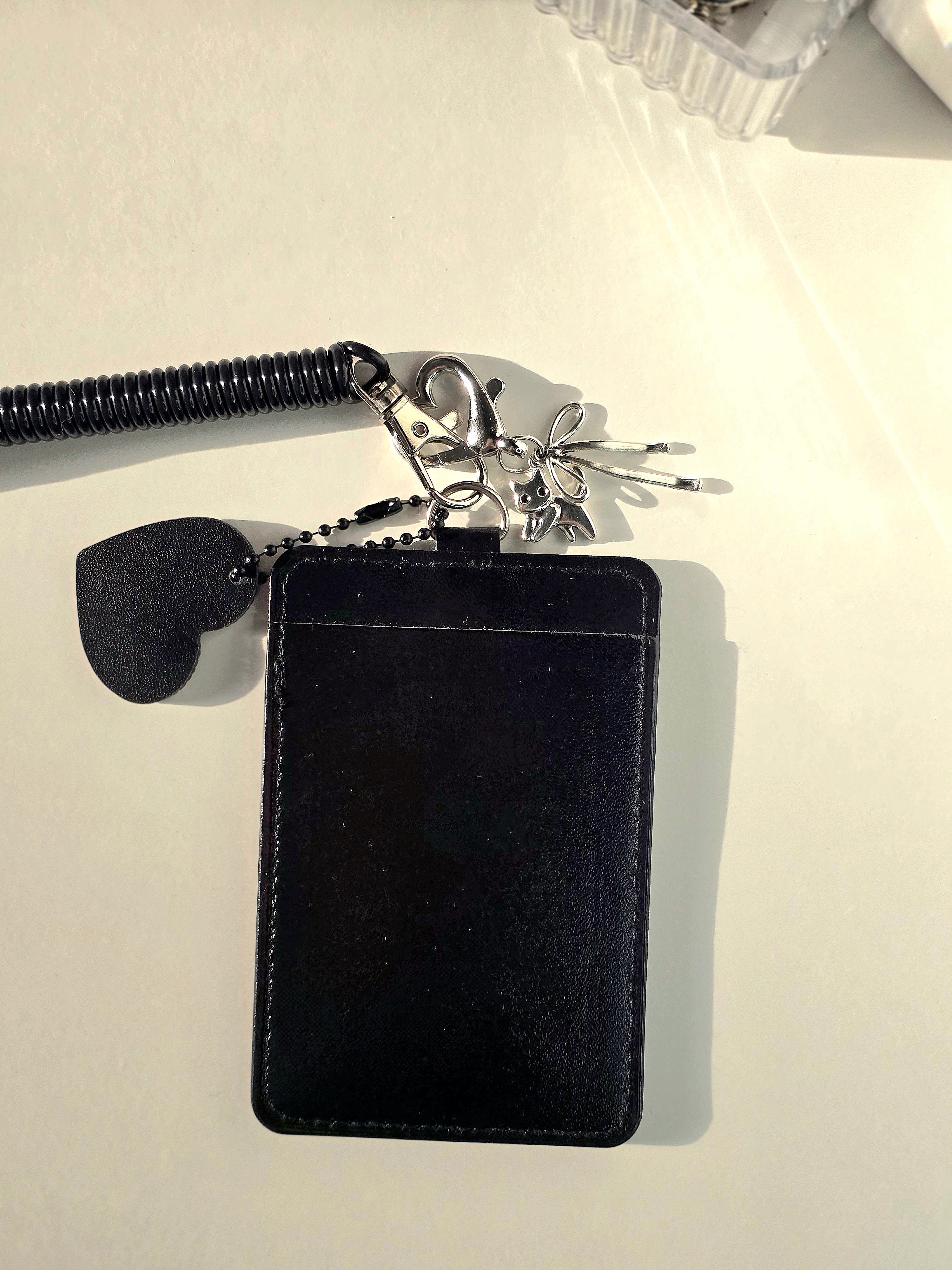 Photocard Holder Schwarz mit Herz und Katzen Anhänger